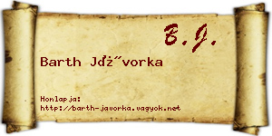 Barth Jávorka névjegykártya
